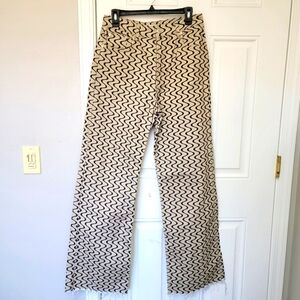 Stradivarius Made In Turkey Womens Jeans Cream Black Squiggle Print Wide Leg 8